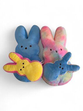 Peeps Plush Bunny Lot 4pc Easter Bundle Large & Small Colorful Stuffed Animals